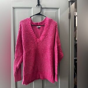 American Eagle Outfitters Fuchsia V-Neck Sweater